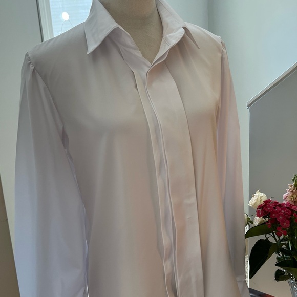 LIZ CLAIBORNE Blouse Classic Placard Covered Front Button Down Long Sleeve White - Picture 11 of 11